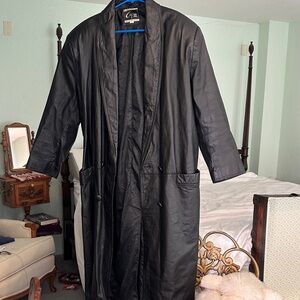 Black Leather Trench Coat